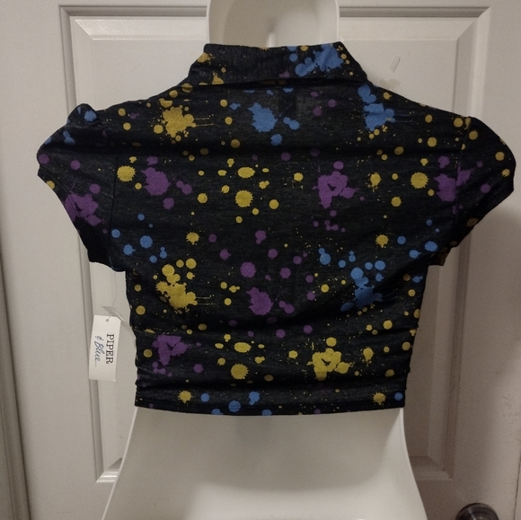 🆕️Piper & Blue Graphic Paint Dye-Tie At Waist Top. Sz XL NWT - Picture 4 of 6